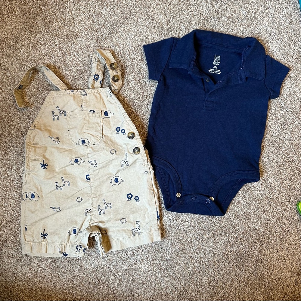 NWOT Baby 2-piece onesie and overall shorts